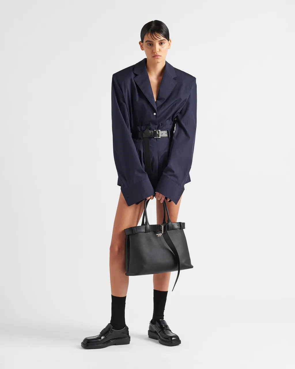 Prada Open-Top Large Belted Handbag