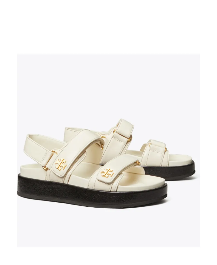 Tory Burch Logo Plaque Open-Toe Sandals