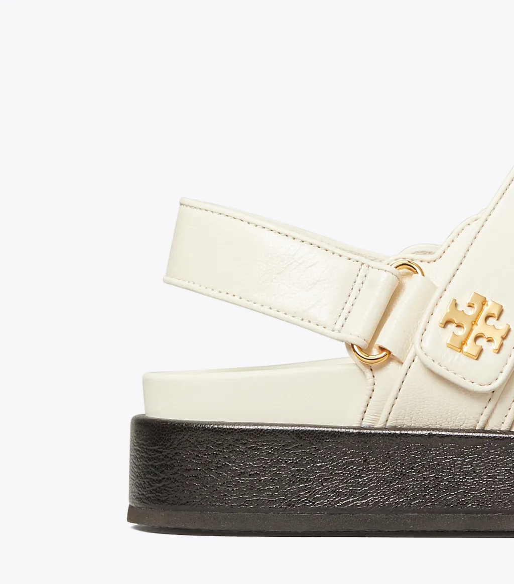 Tory Burch Logo Plaque Open-Toe Sandals