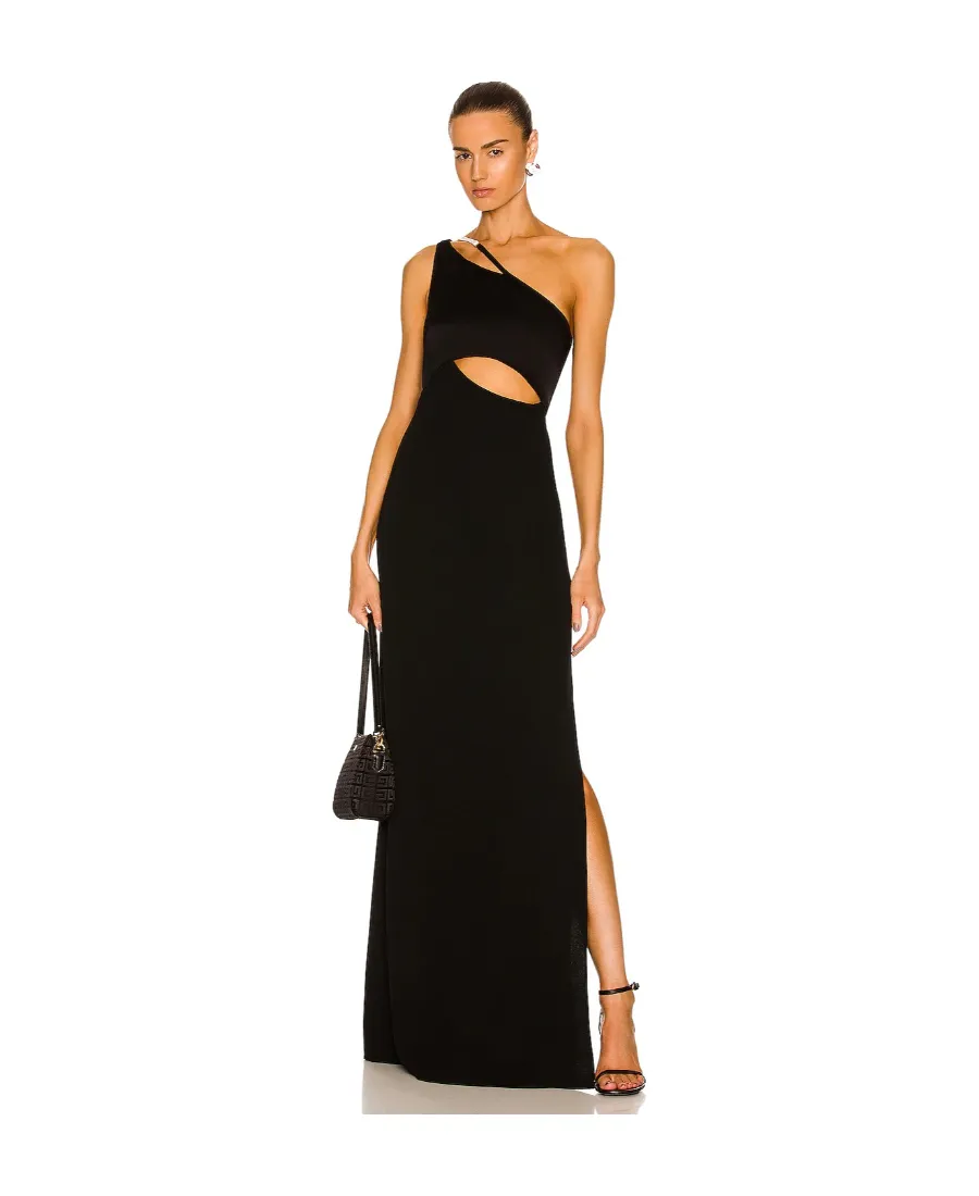 Black One-Shoulder Ceremonial Dress