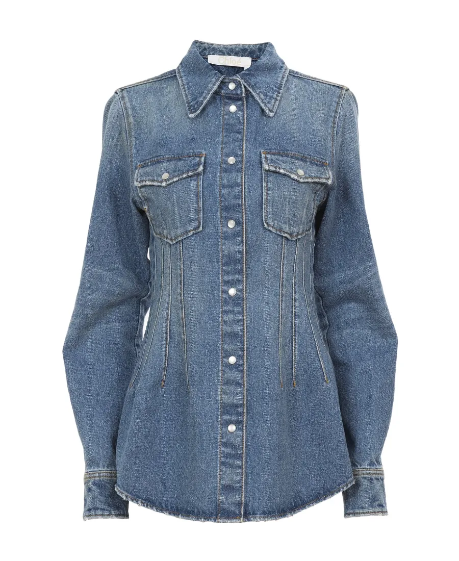 Chlo Corset Detailed Western Shirt