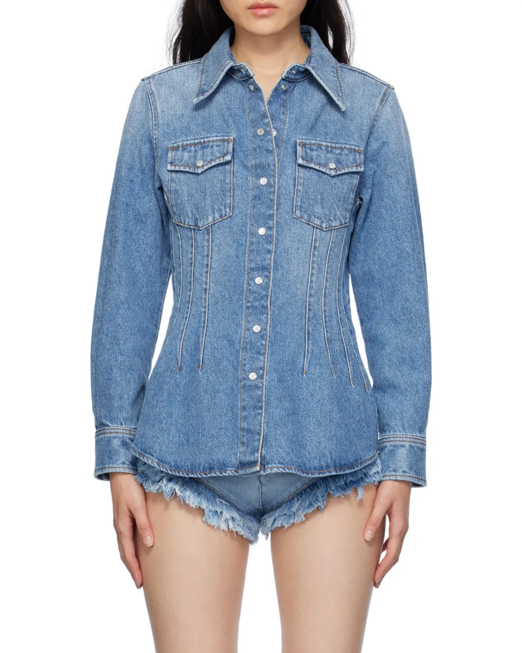 Chlo Corset Detailed Western Shirt