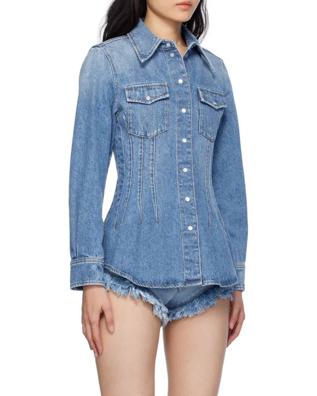 Chlo Corset Detailed Western Shirt