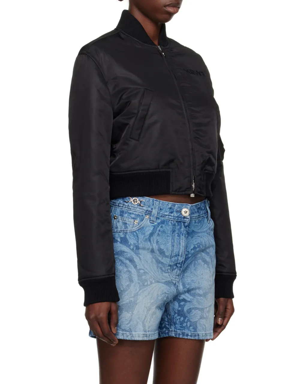 Versace Padded Cropped Zipped Bomber Jacket