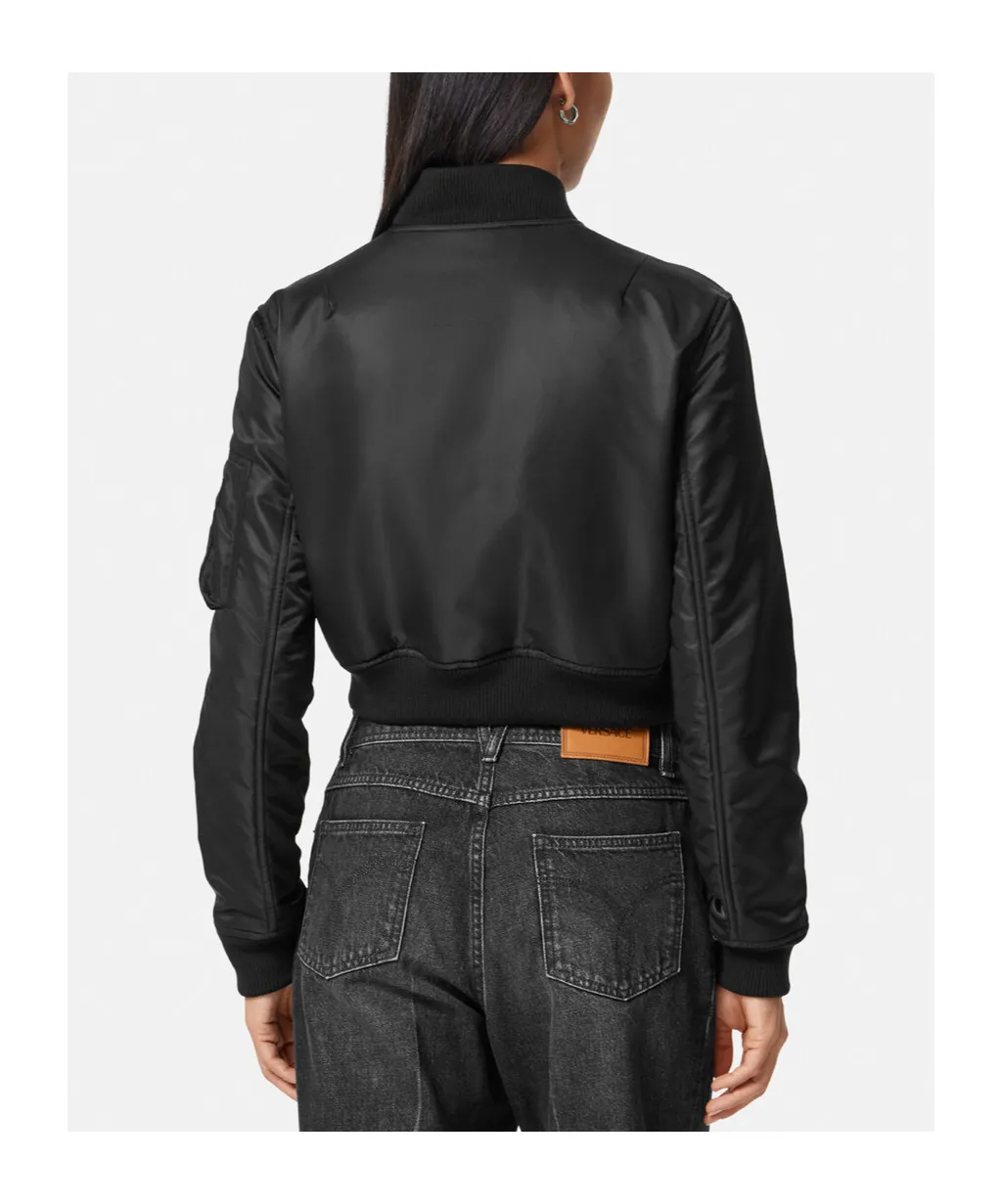 Versace Padded Cropped Zipped Bomber Jacket