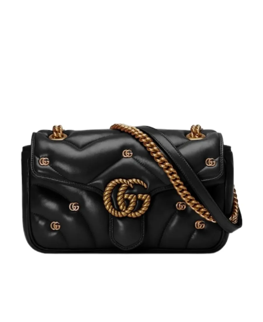 Gucci Gg Marmont Logo Plaque Small Shoulder Bag