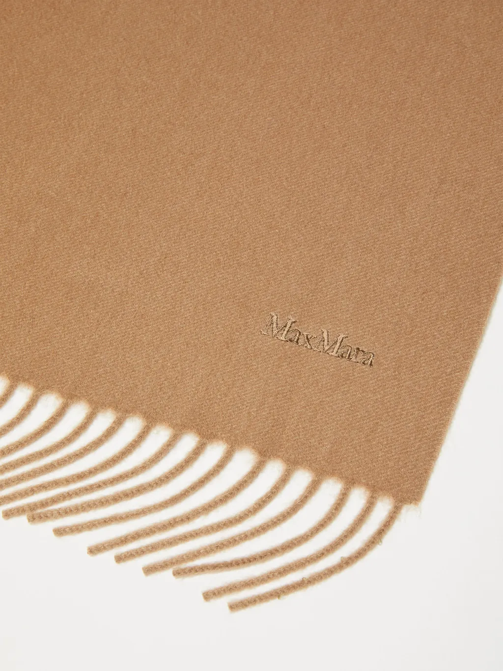 Max Mara Logo Embroidered Fringed Edge Scarf