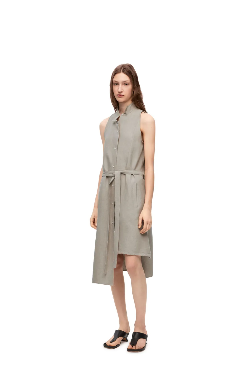 Asymmetric Shirt Dress In Linen
