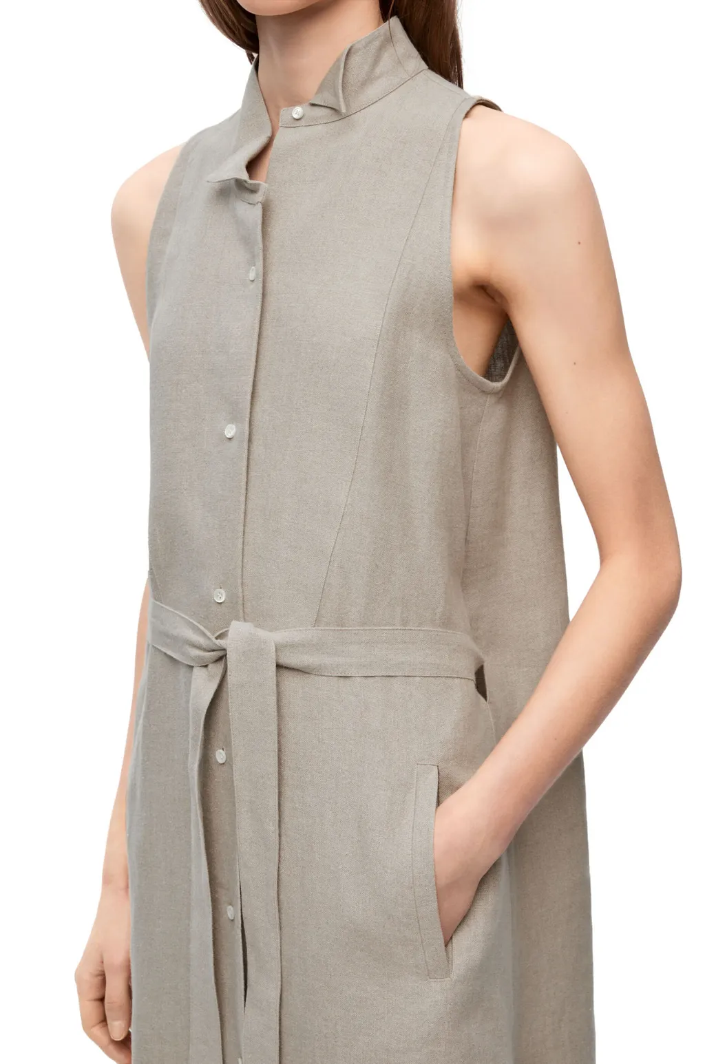 Asymmetric Shirt Dress In Linen