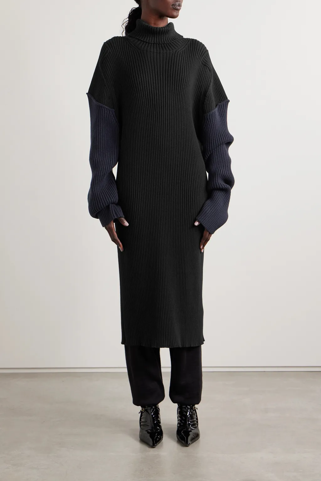 High Lapel Long-Sleeved Dress