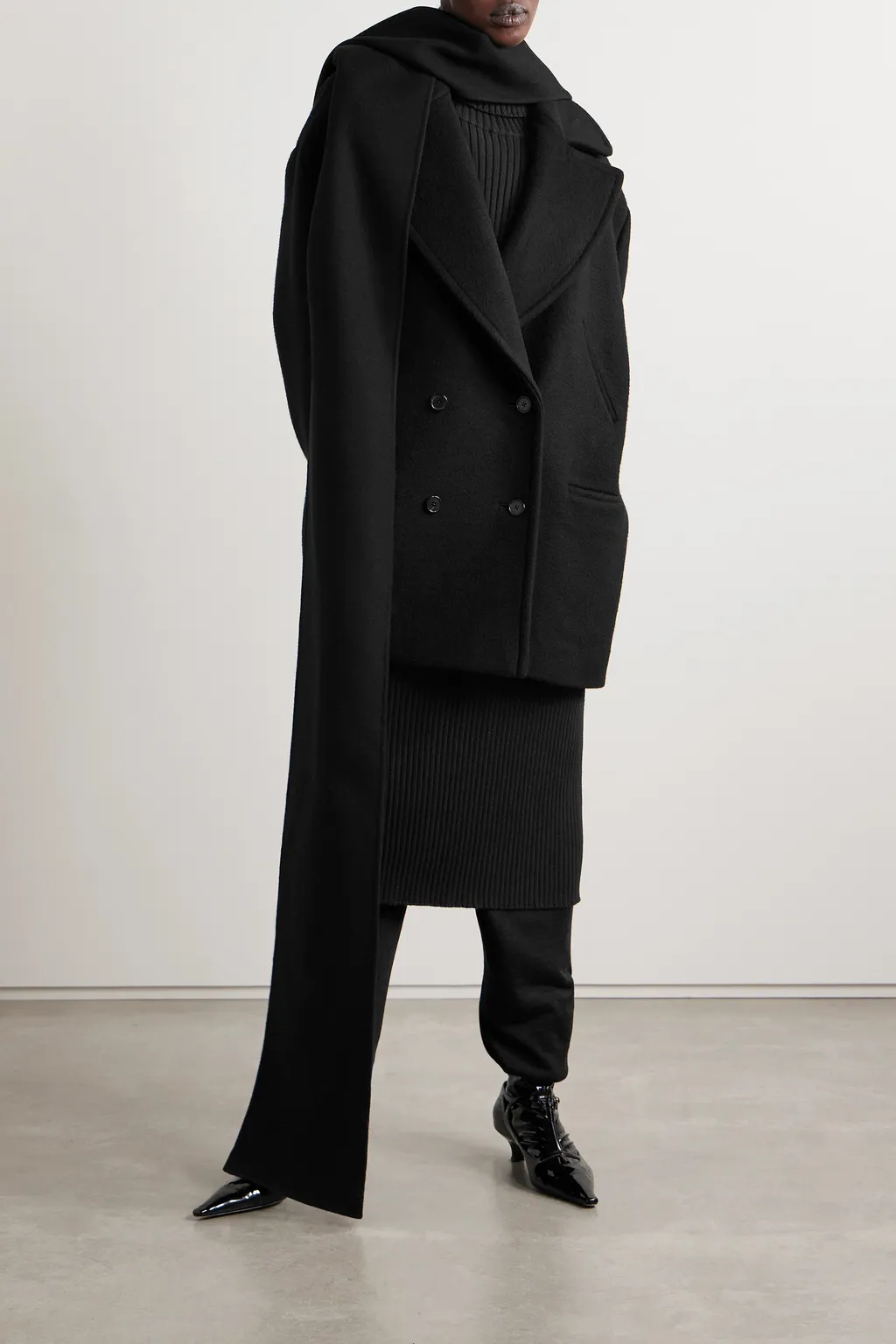 High Lapel Long-Sleeved Dress