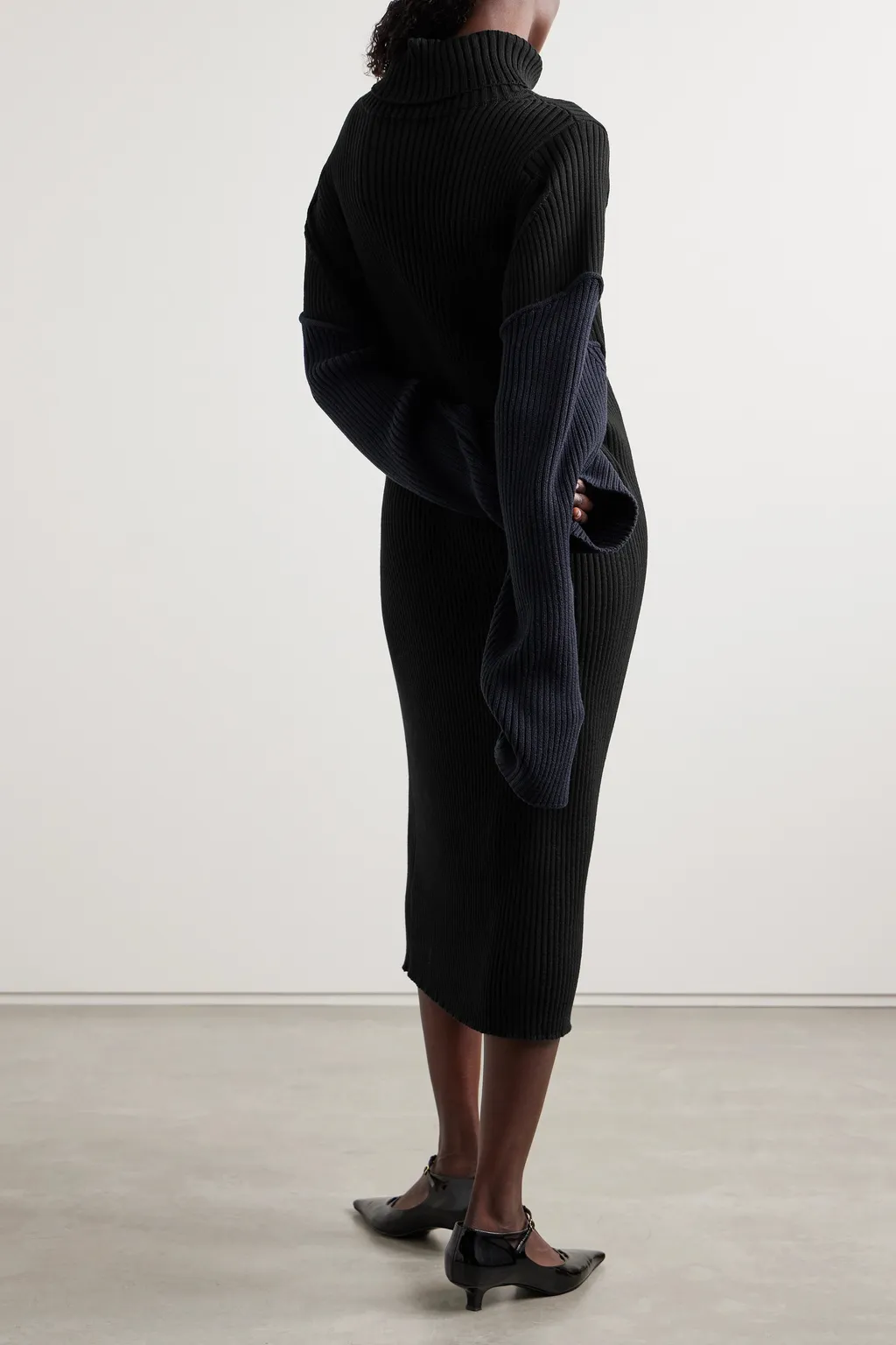 High Lapel Long-Sleeved Dress