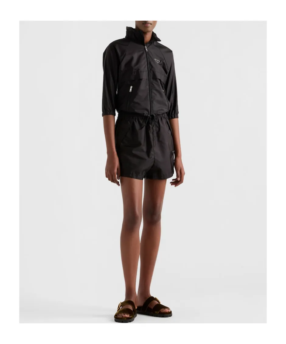 Prada High-Waist Logo-Plaque Track Shorts