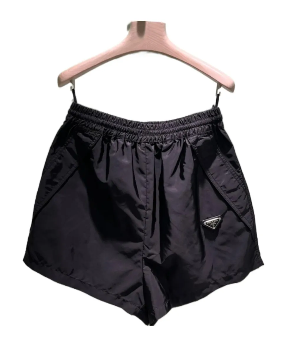 Prada High-Waist Logo-Plaque Track Shorts