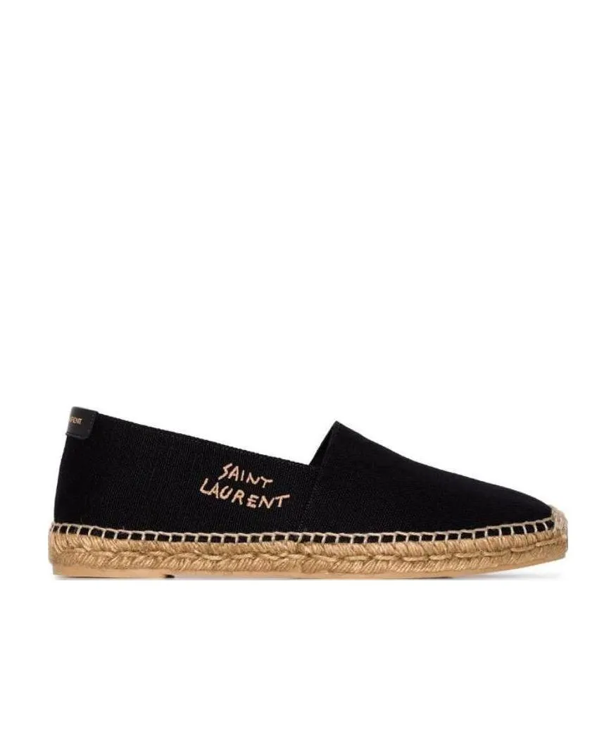 Saint Laurent Logo Embroidered Slip-On Espadrilles