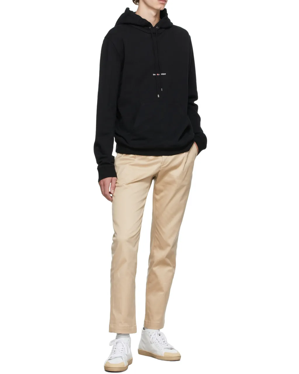 Saint Laurent Logo Printed Drawstring Hoodie
