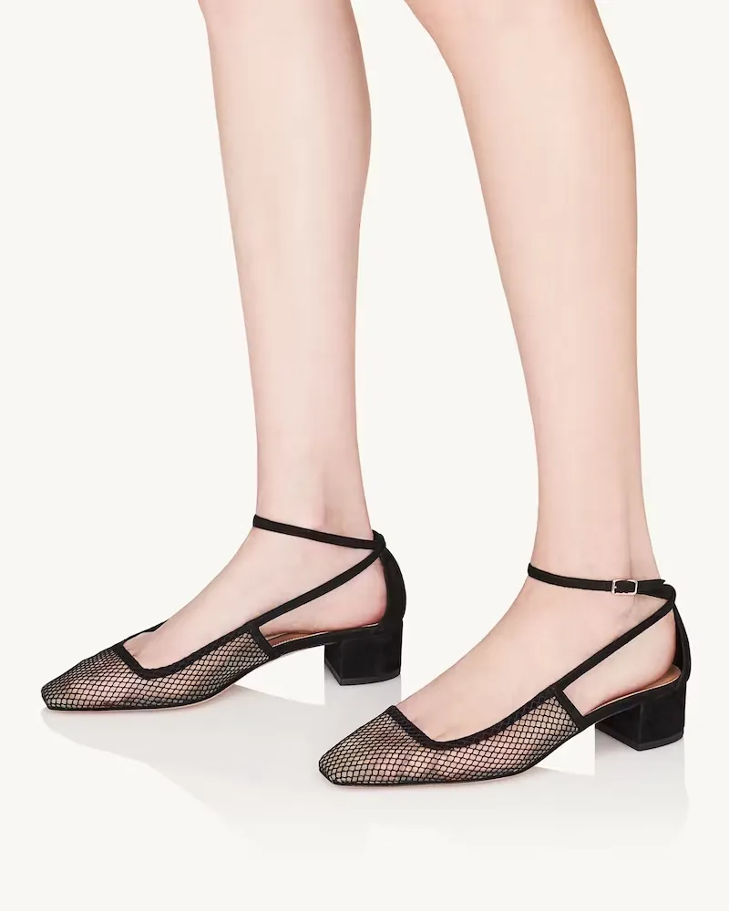 Aquazzura Square Toe Mesh Pumps