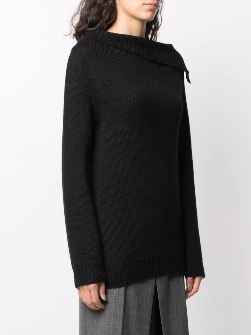 Asymmetrical Cowl-Neck Jumper