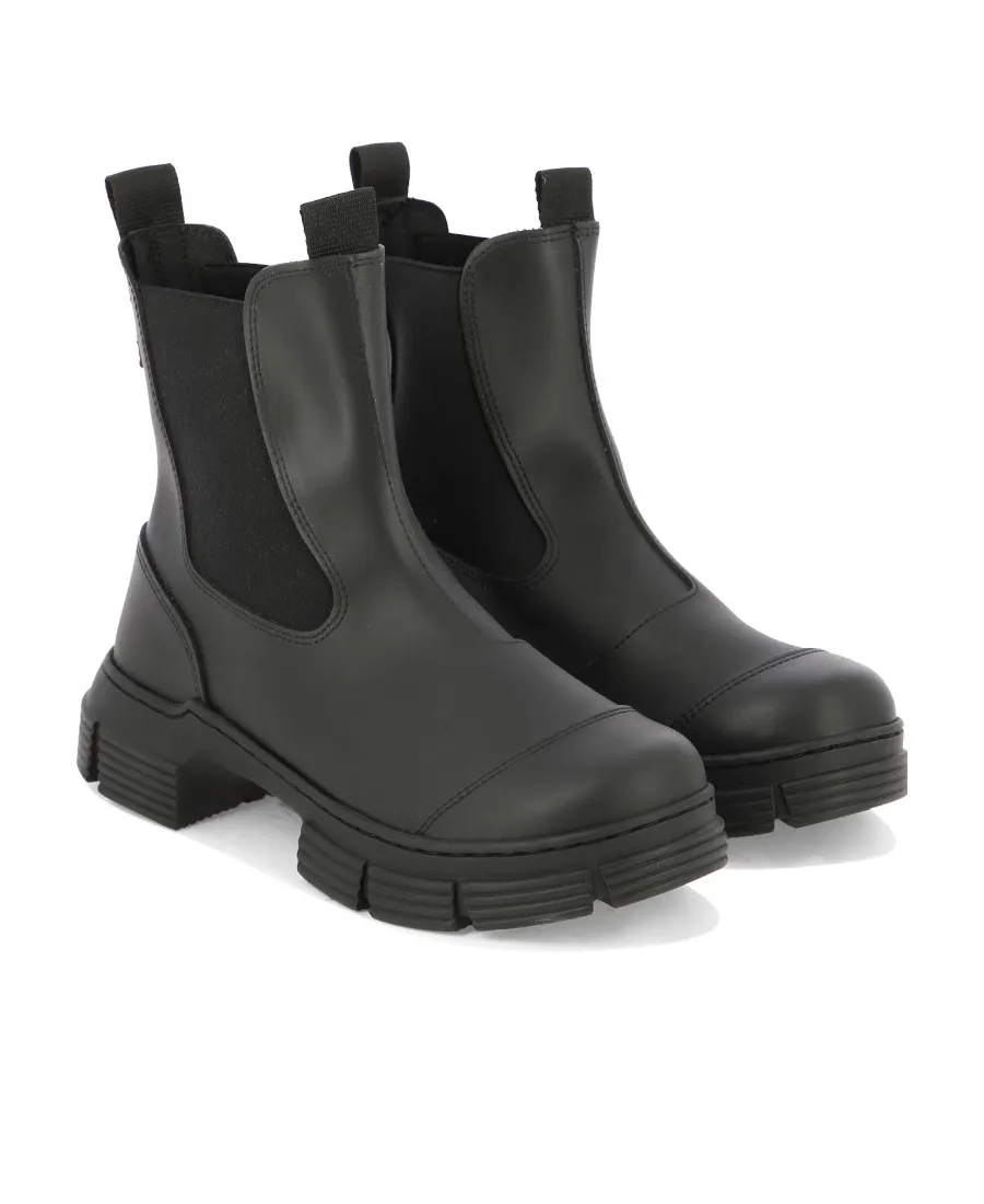 Ganni Citty Round-Toe Slip-On Ankle Boots