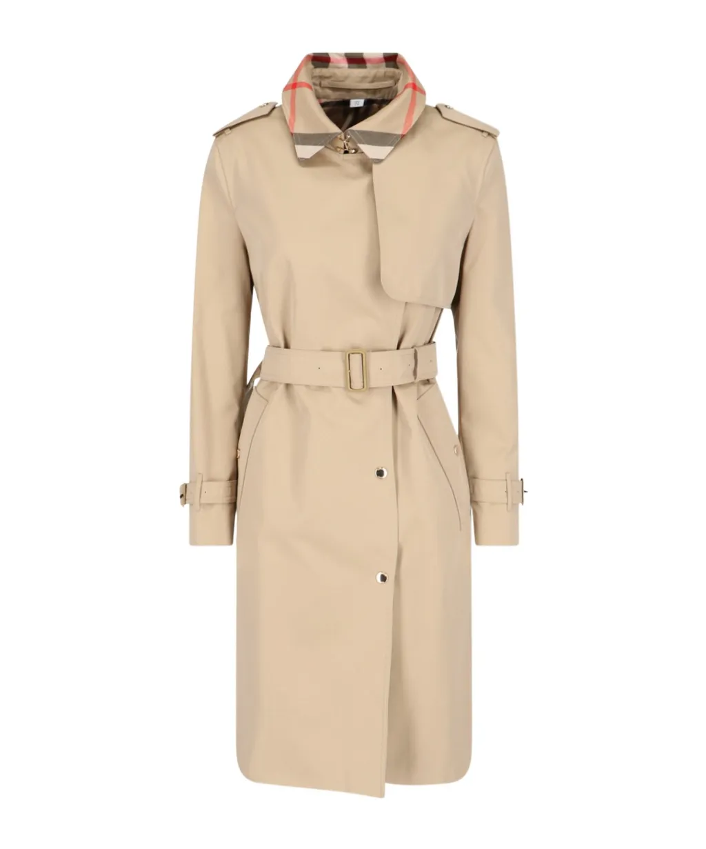 Burberry Belted Double-Breasted Checked Trench Coat