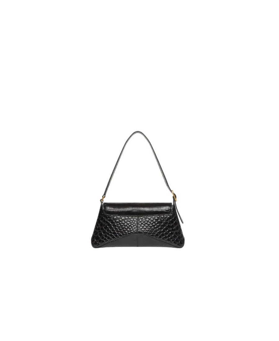 Logo Plaque Crocodile Effect Shoulder Bag