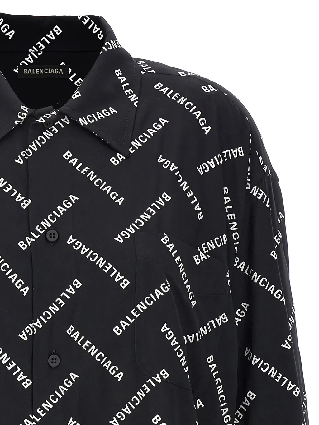 All-Over Logo Collared Long-Sleeve Shirt