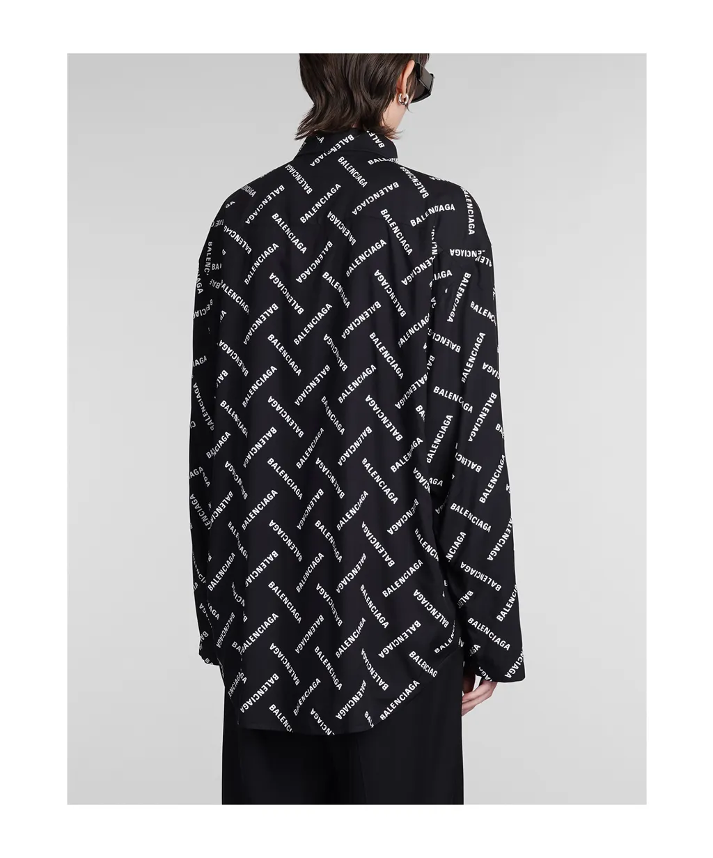 All-Over Logo Collared Long-Sleeve Shirt
