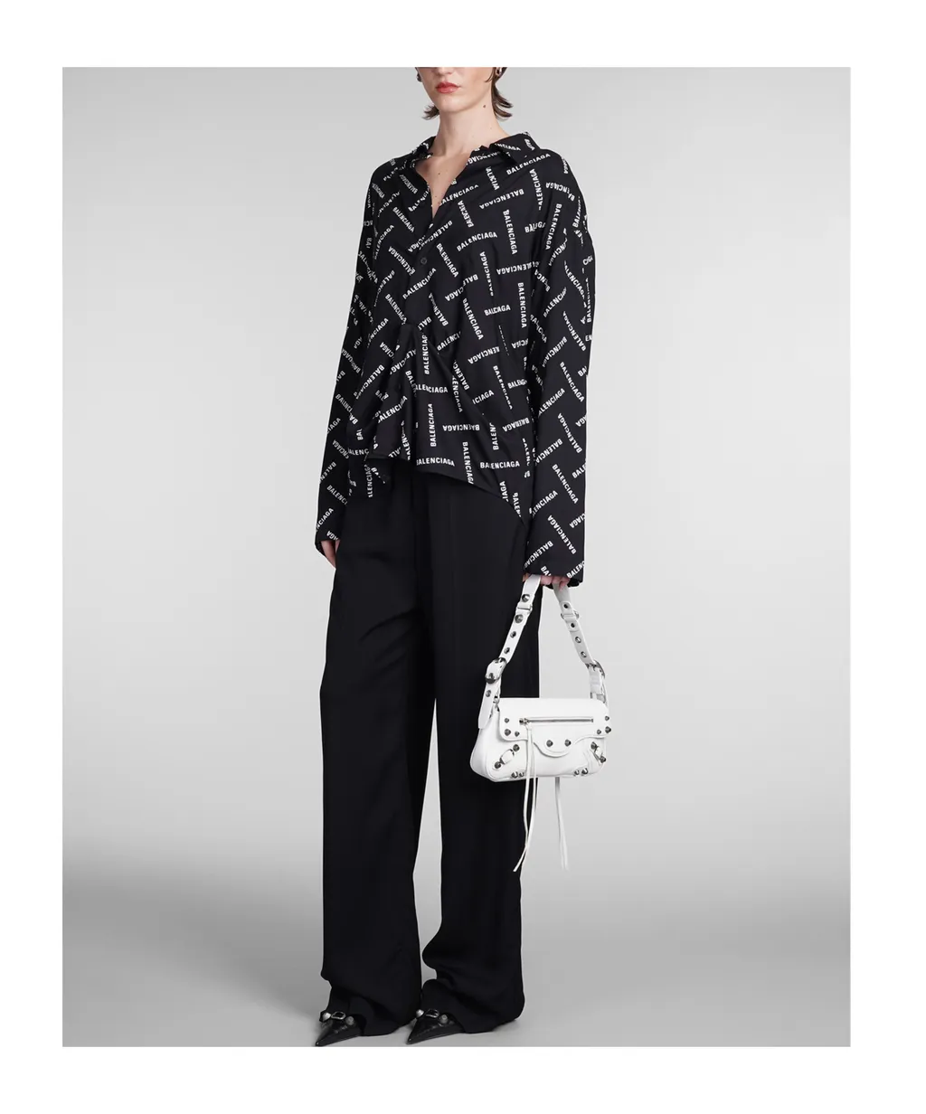 All-Over Logo Collared Long-Sleeve Shirt