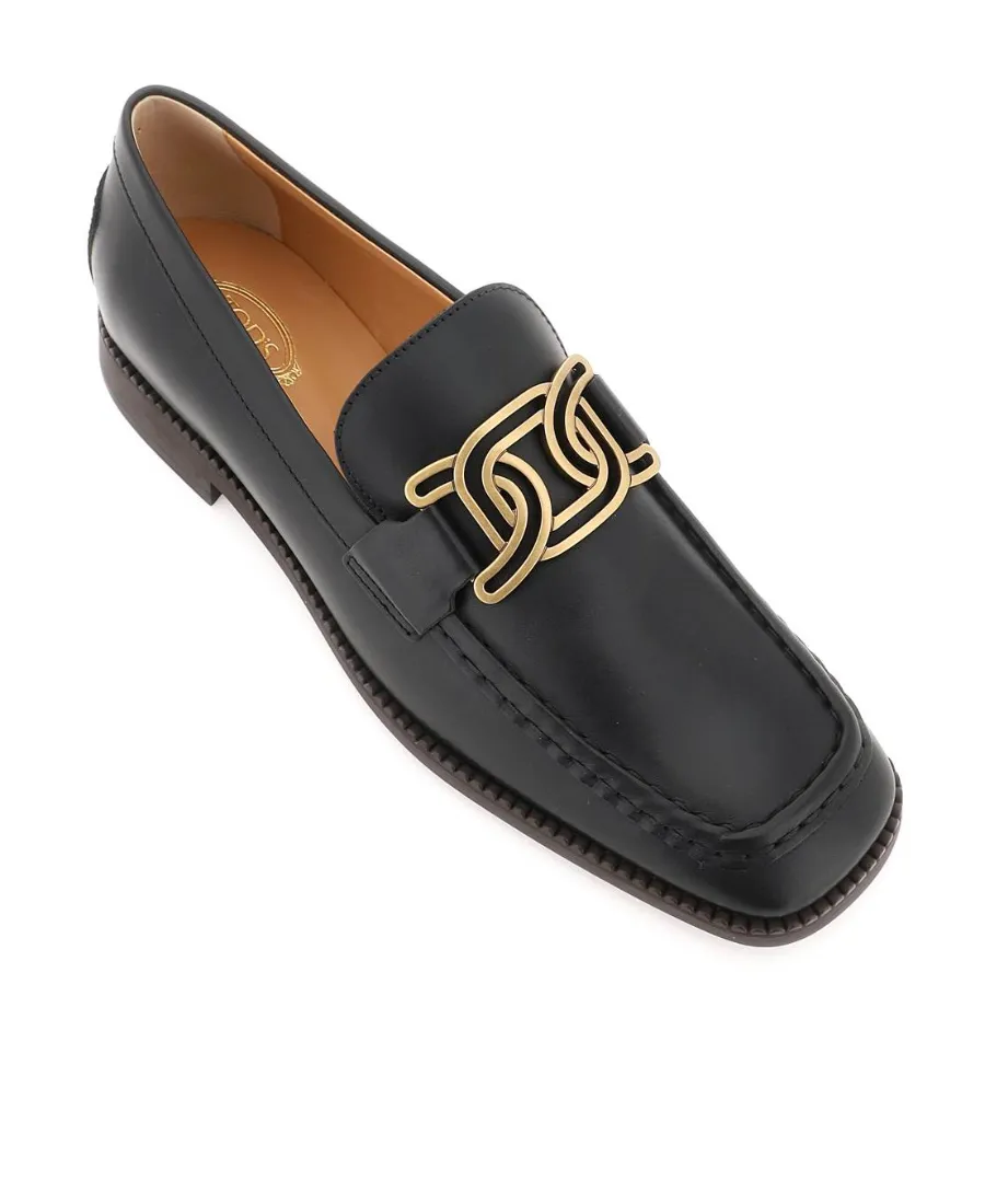 Logo Plaque Leather Loafers