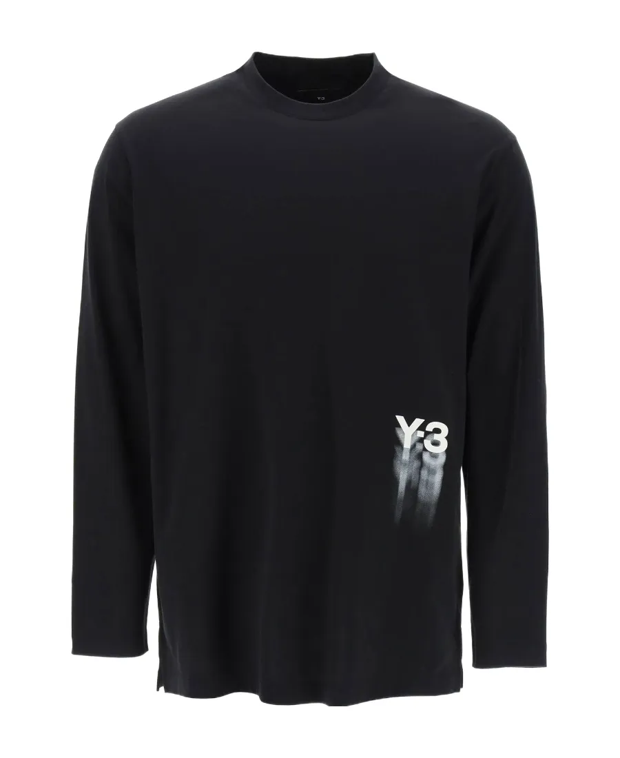 Y-3 Logo Printed Long Sleeved T-Shirt