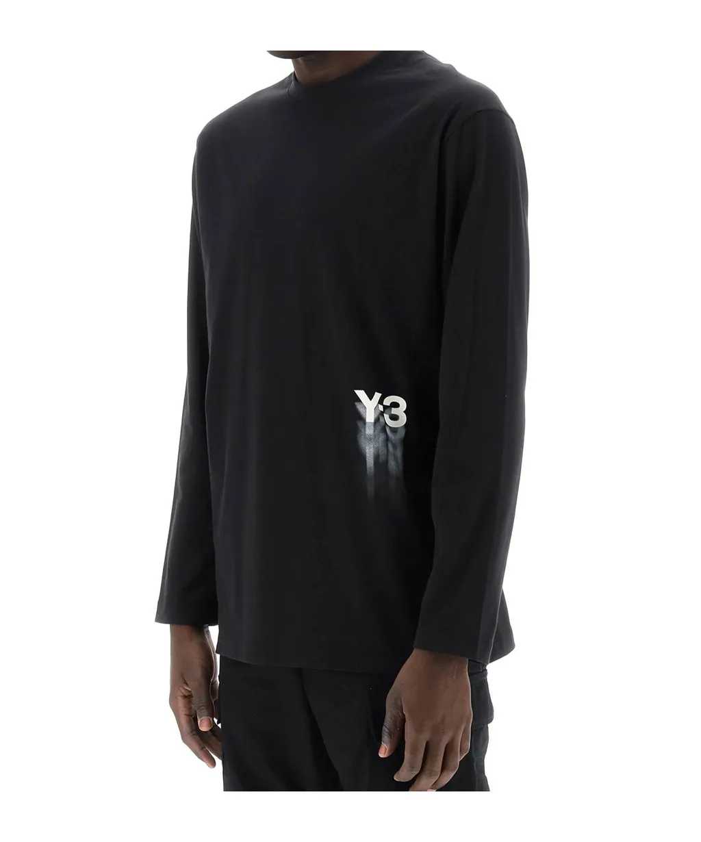 Y-3 Logo Printed Long Sleeved T-Shirt