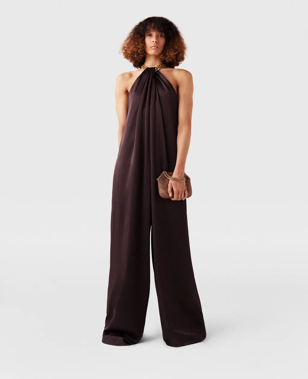 Stella Mccartney Chain Halterneck Satin Jumpsuit