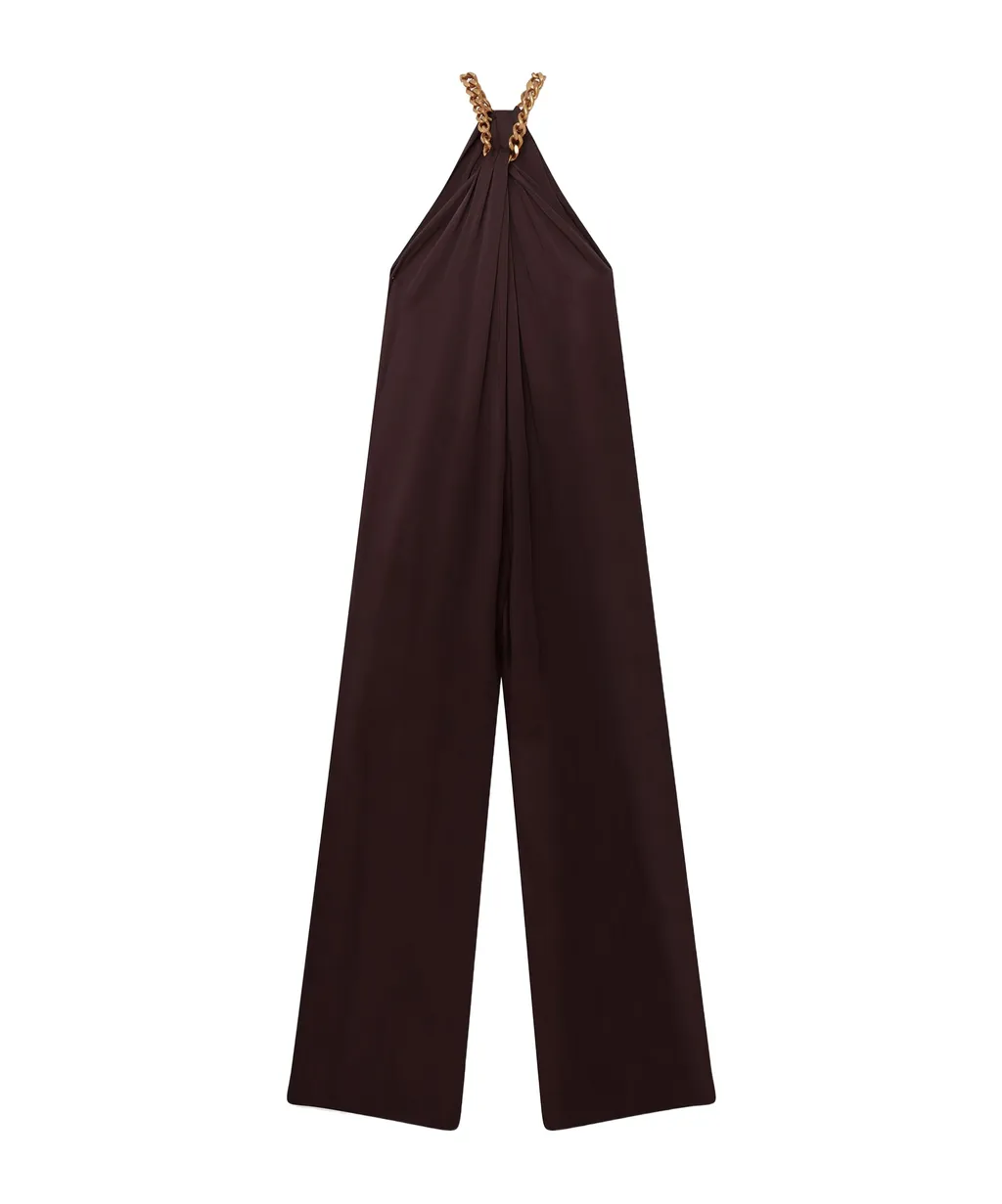 Stella Mccartney Chain Halterneck Satin Jumpsuit