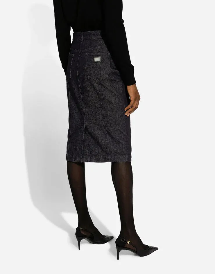 Buttoned Denim Skirt