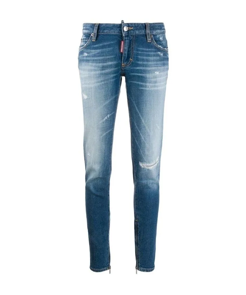 Dsquared2 Mid-Rise Distressed Skinny Jeans