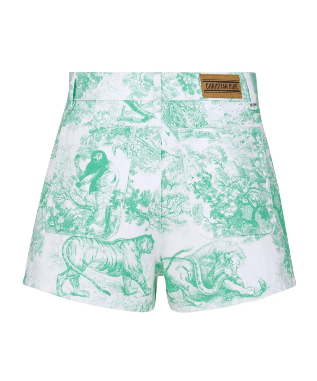 Christian Dior Allover Printed Denim Shorts