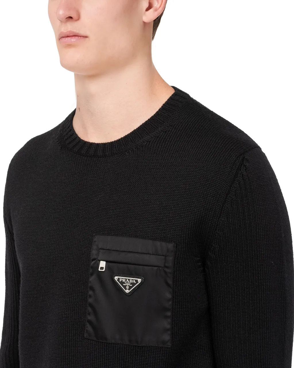 Prada Logo Rib Knitted Jumper