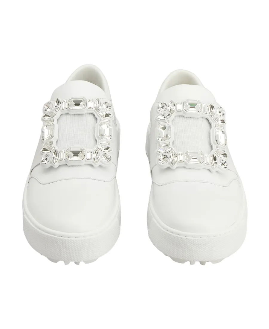 Viv' Golf Rhinestone Buckle Sneakers In Leather