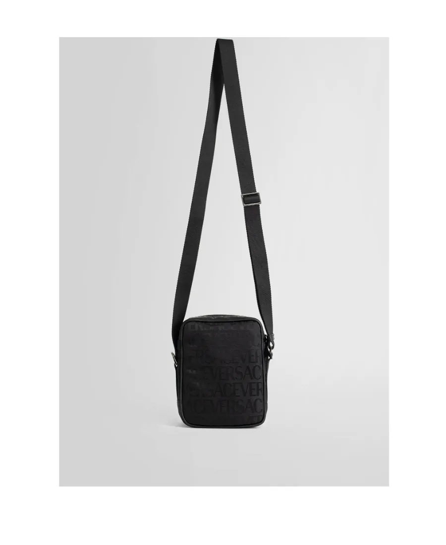 Versace Greca Plaque Foldover Top Messenger Bag