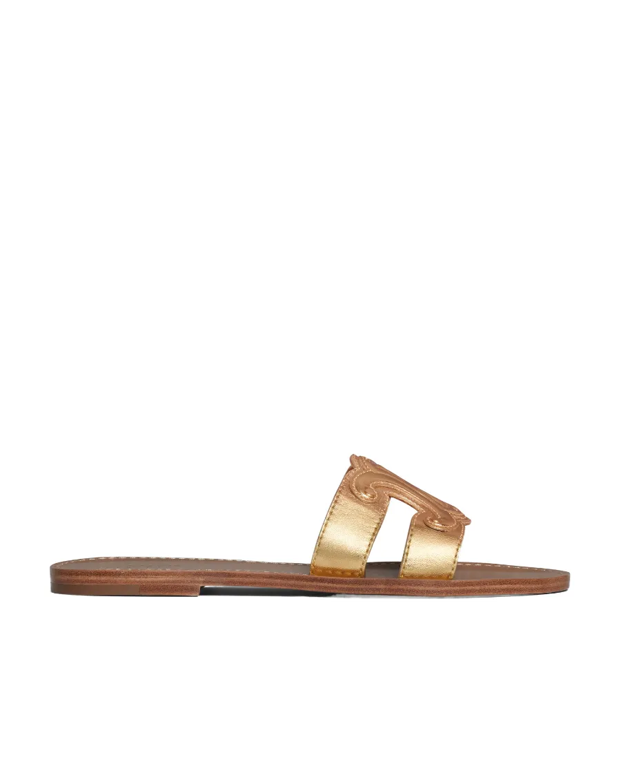 Celine Triomphe Mule In Metalized Calfskin