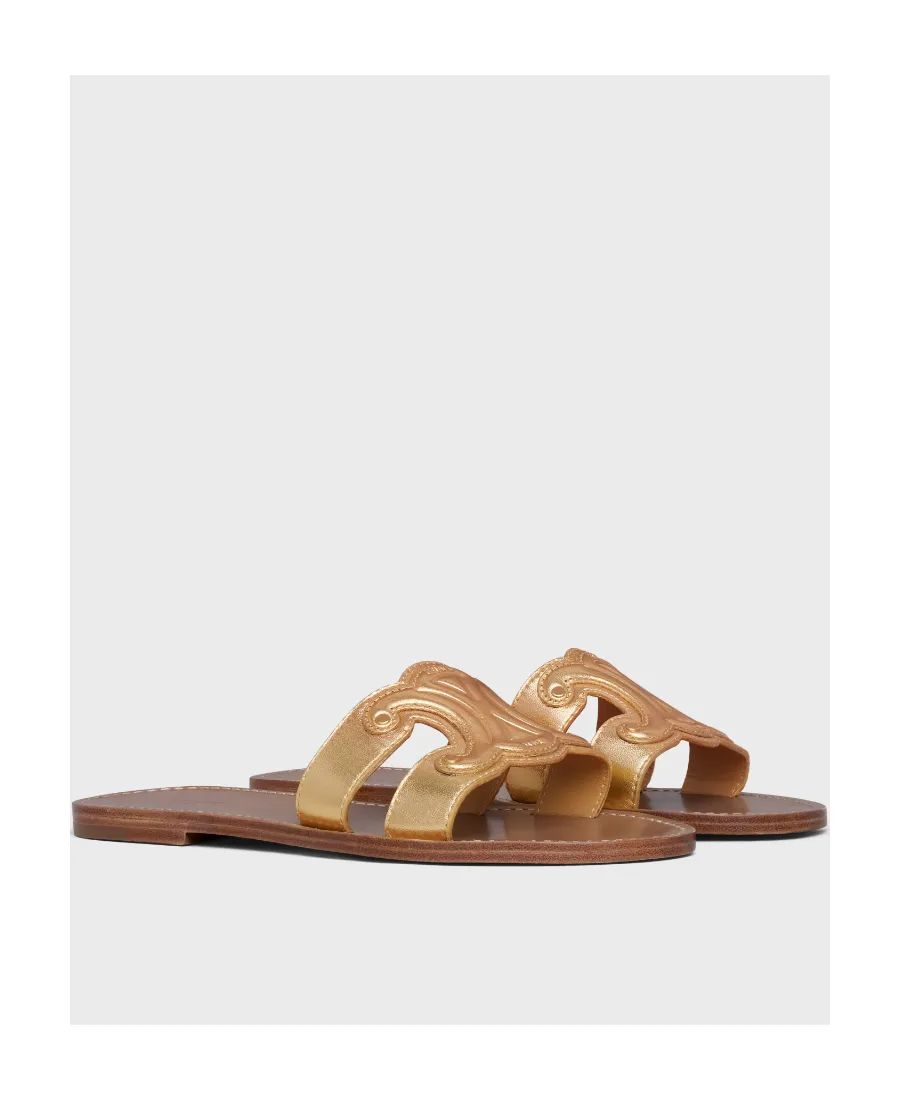Celine Triomphe Mule In Metalized Calfskin