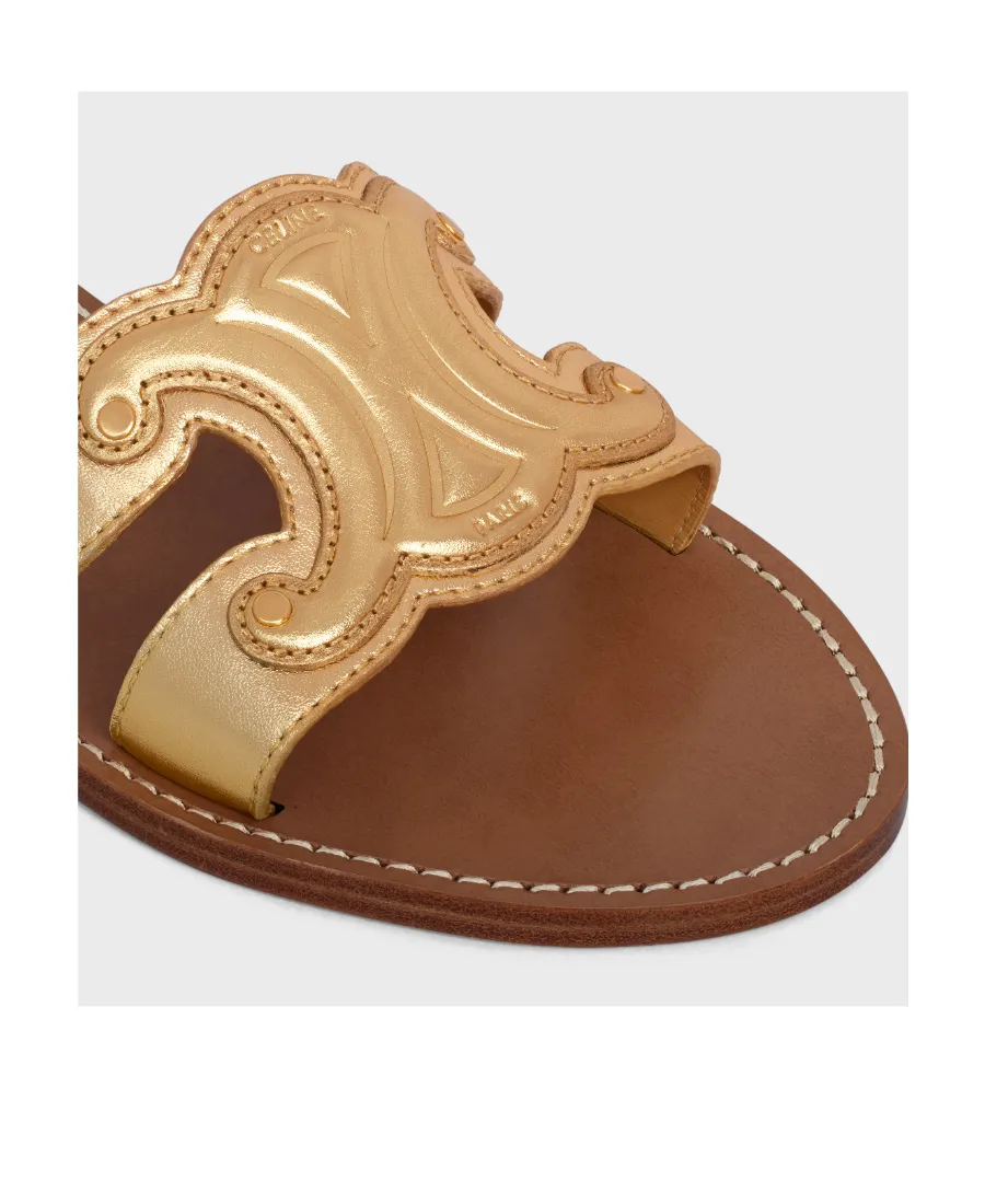 Celine Triomphe Mule In Metalized Calfskin