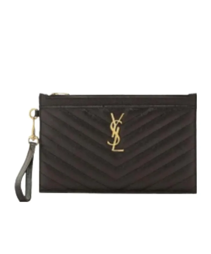 Saint Laurent Cassandre Matelassé Large Zipped Clutch Bag