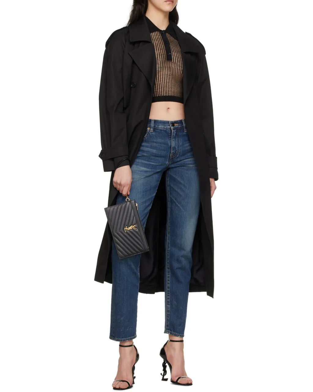Saint Laurent Cassandre Matelassé Large Zipped Clutch Bag