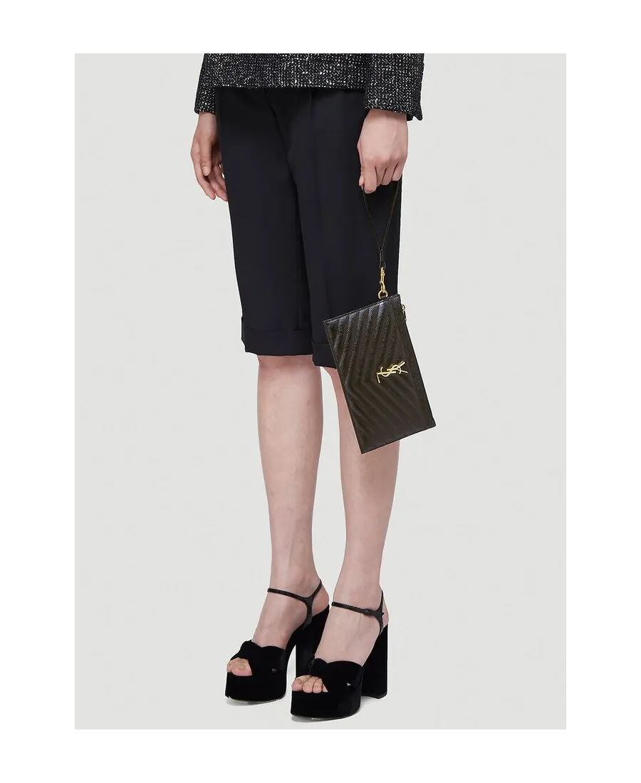 Saint Laurent Cassandre Matelassé Large Zipped Clutch Bag