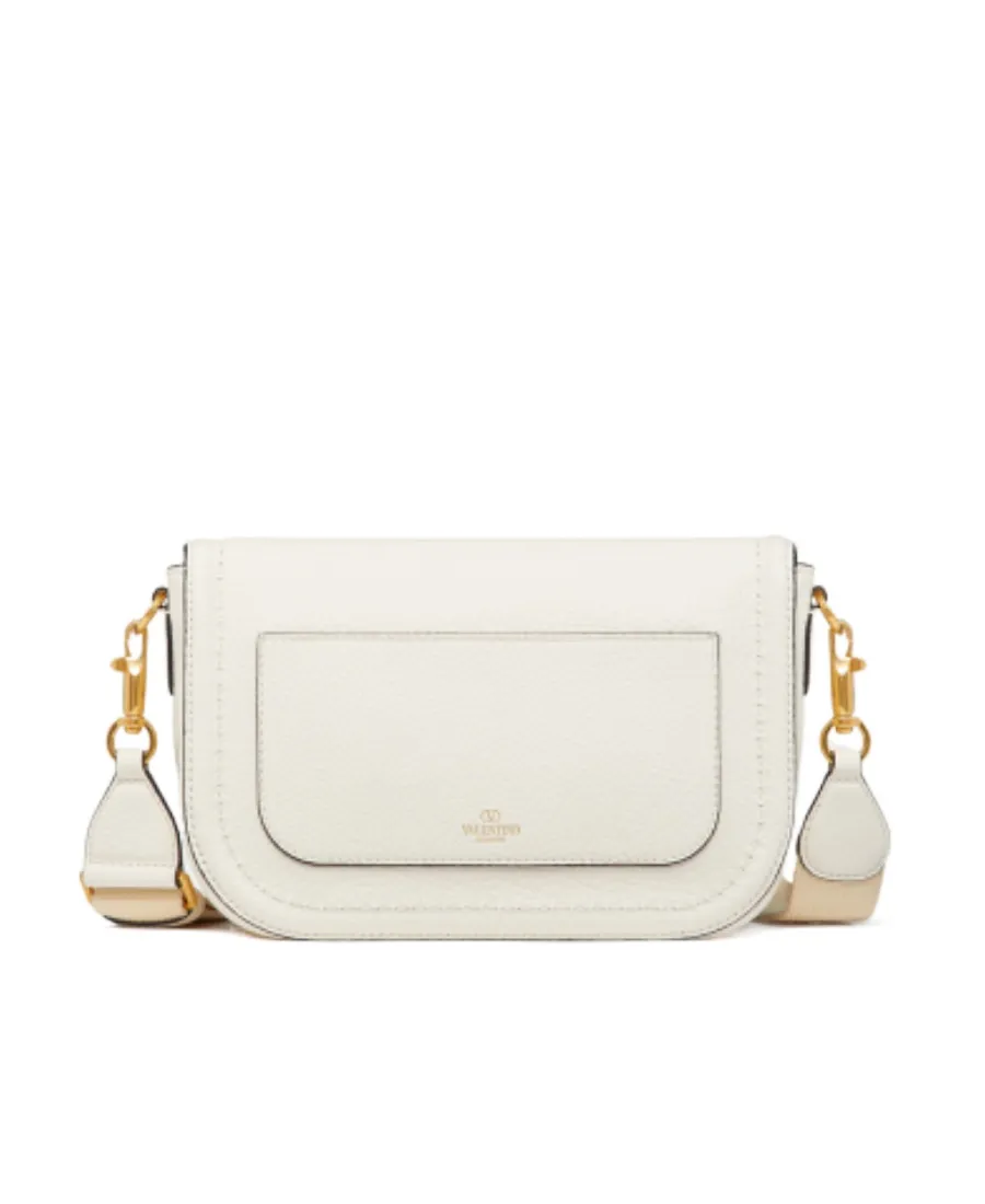 Valentino Alltime Logo Plaque Foldover Top Crossbody Bag