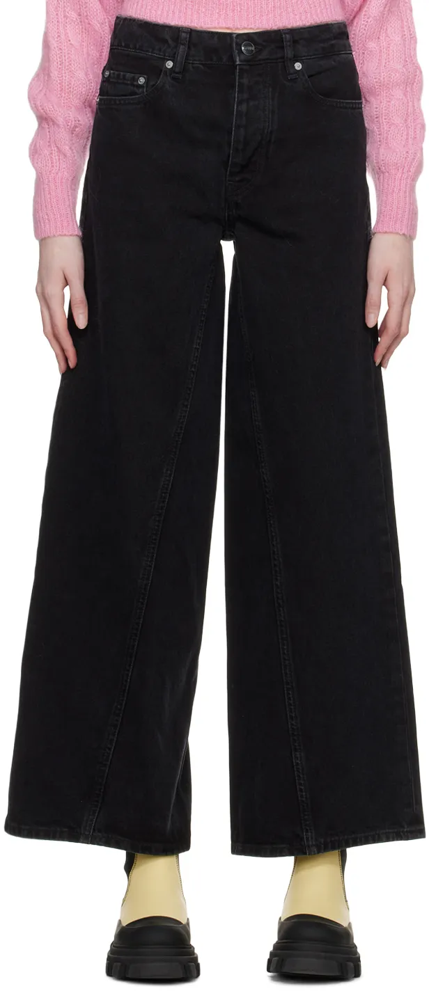 Ganni Logo-Patch Wide-Leg Jeans