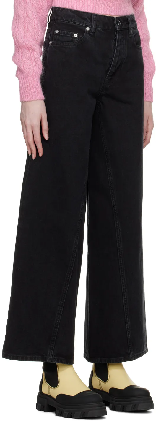Ganni Logo-Patch Wide-Leg Jeans