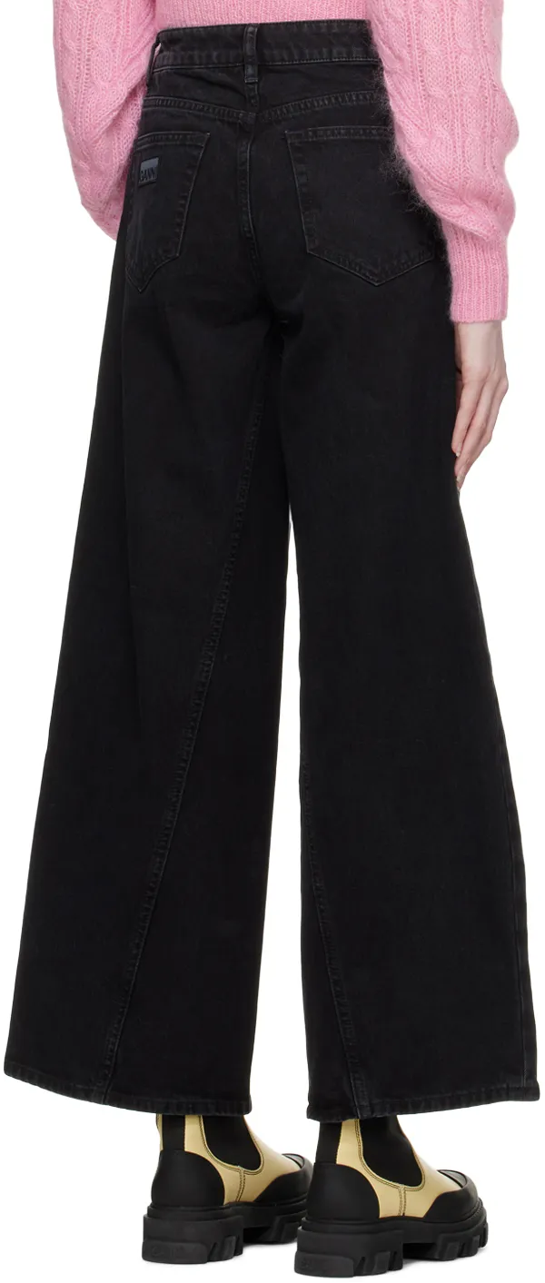 Ganni Logo-Patch Wide-Leg Jeans