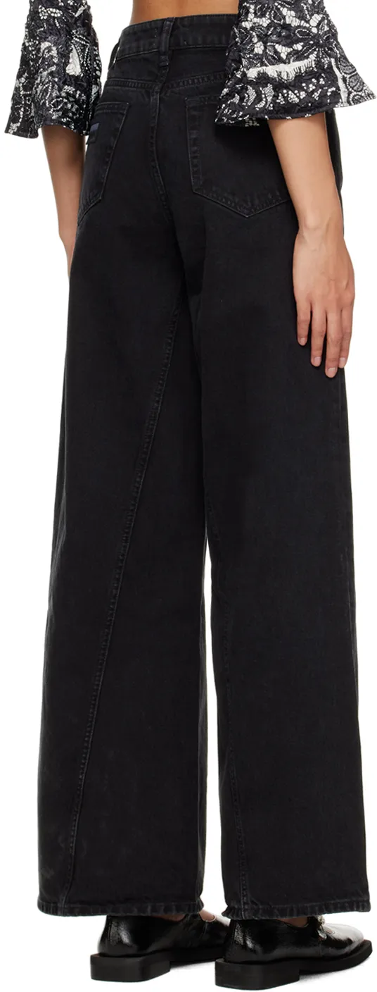 Ganni Logo-Patch Wide-Leg Jeans